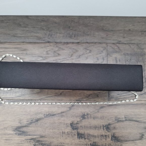 Satin Evening Shoulder Bag Clutch Black Colour - Picture 4 of 9